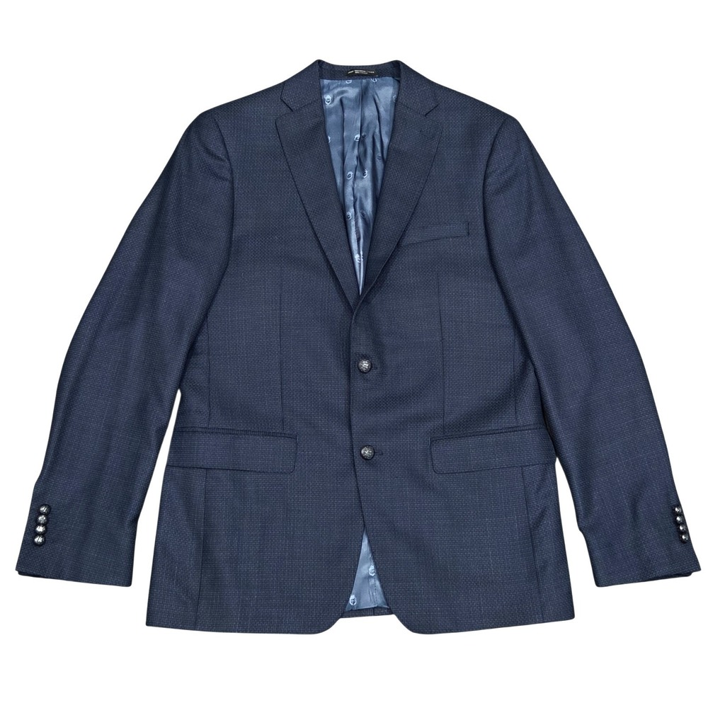 John Varvatos Wool Tweed Blazer Union Made Jacket Sport Coat 40L Blue Designer